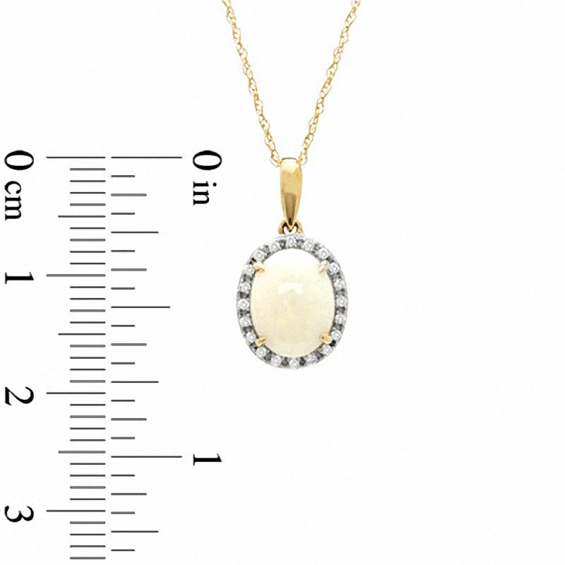 Main Image 2 of Oval Opal and Diamond Accent Pendant in 14K Gold