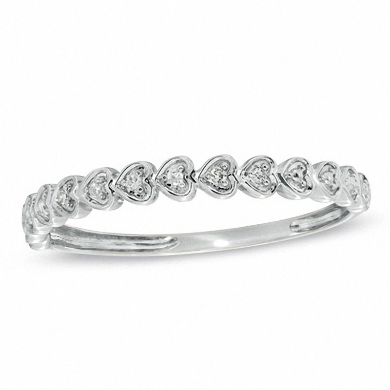 Main Image 1 of Stackable Diamond Accent Heart Stack Ring  in 10K White Gold