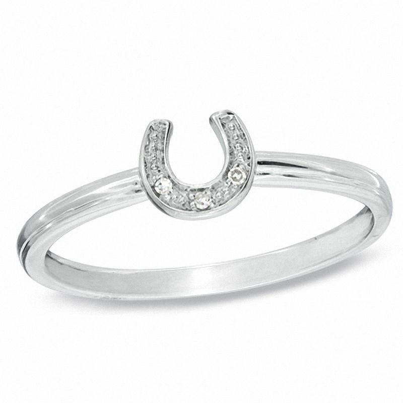 Main Image 1 of Stackable Diamond Accent Horseshoe Ring in 10K White Gold