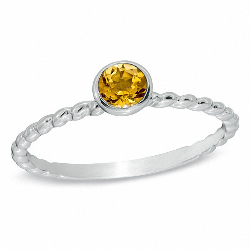 Stackable 4.0mm Citrine Ring in 10K White Gold