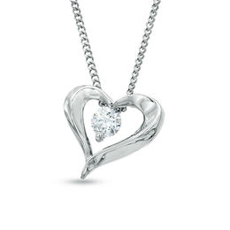 1/10 CT. Certified Canadian Diamond Solitaire Heart Pendant in 14K White Gold (I/I2) - 17&quot;