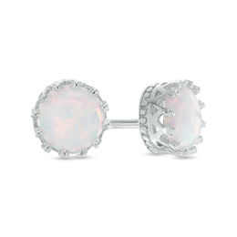 6.0mm Lab-Created Opal Crown Earrings in Sterling Silver