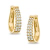 Thumbnail Image 1 of 1 CT. T.W. Diamond Double Row Hoop Earrings in 14K Gold
