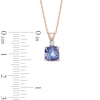 Thumbnail Image 2 of 7.0mm Cushion-Cut Tanzanite and Diamond Accent Pendant in 14K Rose Gold