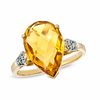 Thumbnail Image 1 of Pear-Shaped Citrine and Diamond Accent Ring in 14K Gold