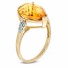 Thumbnail Image 2 of Pear-Shaped Citrine and Diamond Accent Ring in 14K Gold