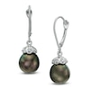 Thumbnail Image 1 of 9.0-10.0mm Tahitian Cultured Pearl and Diamond Accent Drop Earrings in 14K White Gold