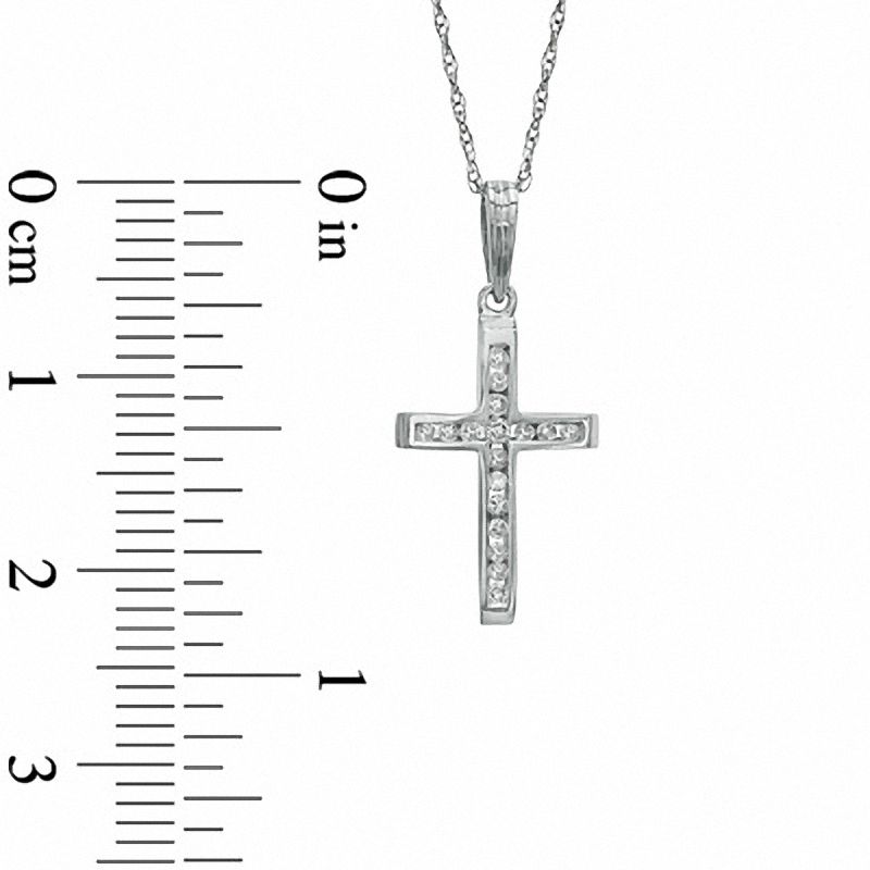 Main Image 2 of Diamond Accent Cross Pendant in 10K White Gold