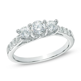 1 CT. T.W. Diamond Three Stone Engagement Ring in 10K White Gold