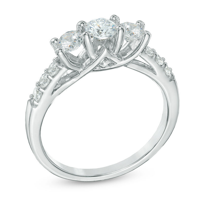 10k white outlet gold 3 stone diamond ring