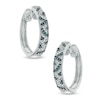 Thumbnail Image 0 of 1/2 CT. T.W. Enhanced Blue and White Diamond Striped Hoop Earrings in Sterling Silver