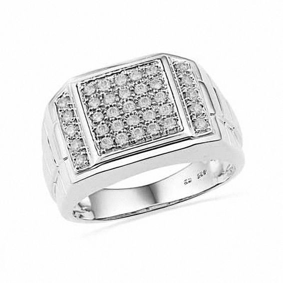 diamond silver ring men