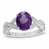 Thumbnail Image 0 of Oval Amethyst and 1/10 CT. T.W. Diamond Ring in 14K White Gold