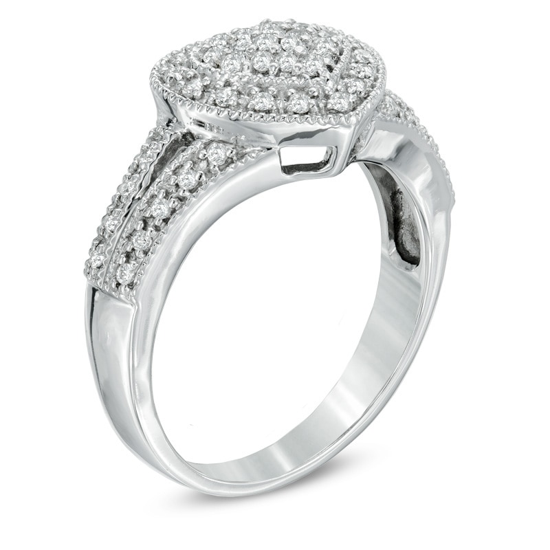 Main Image 2 of 1/4 CT. T.W. Princess-Cut Diamond Heart Ring in Sterling Silver