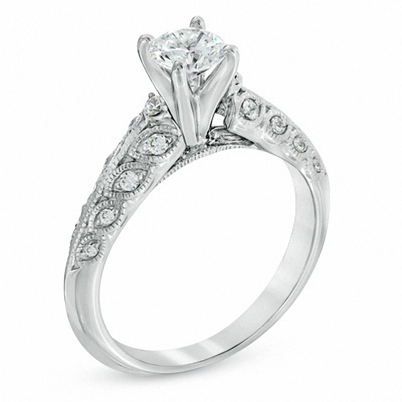 Main Image 2 of 5/8 CT. T.W. Diamond Beveled Edge Engagement Ring in 14K White Gold