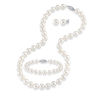 Thumbnail Image 1 of 8.0-9.0mm Freshwater Cultured Pearl Necklace, Bracelet and Earrings Set in 14K White Gold-17&quot;