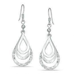 Sterling Silver Layered Open Teardrop Earrings