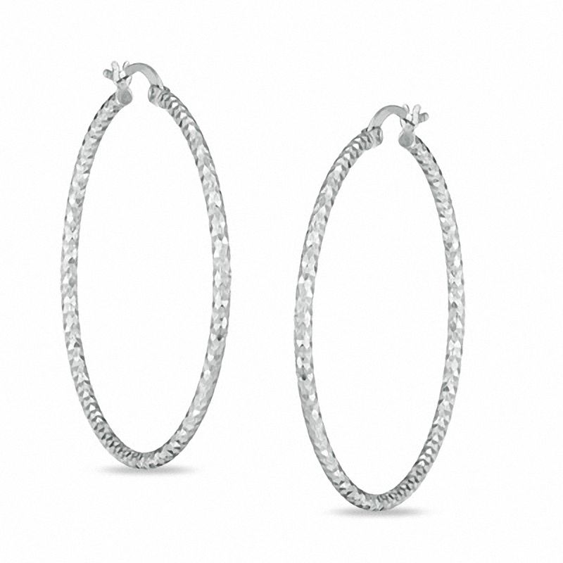 sterling silver diamond cut hoop earrings