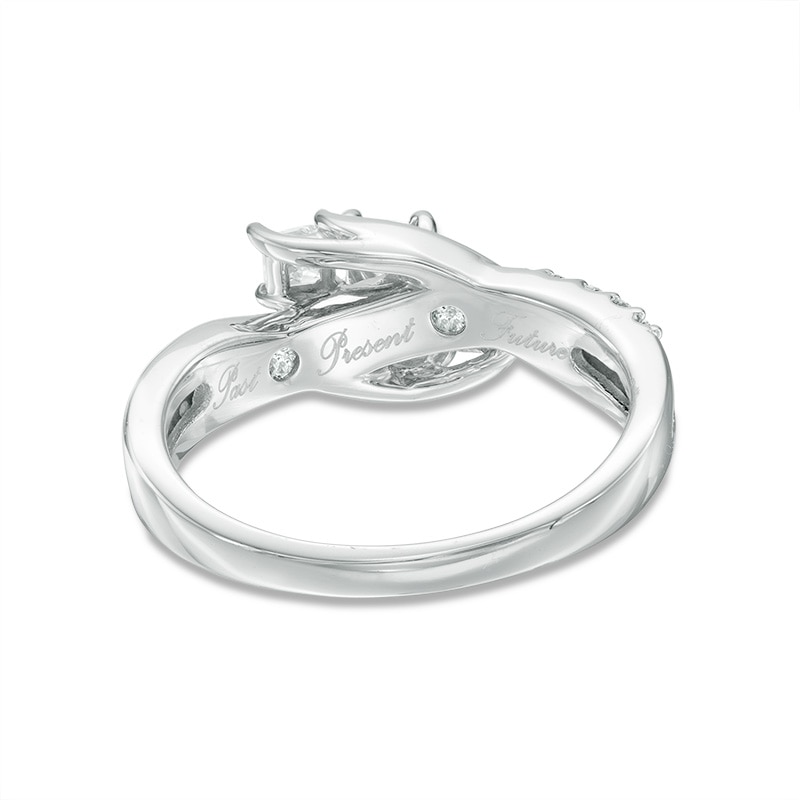 1/2 CT. T.W. Princess-Cut Diamond Three Stone Swirl Ring in 14K White Gold