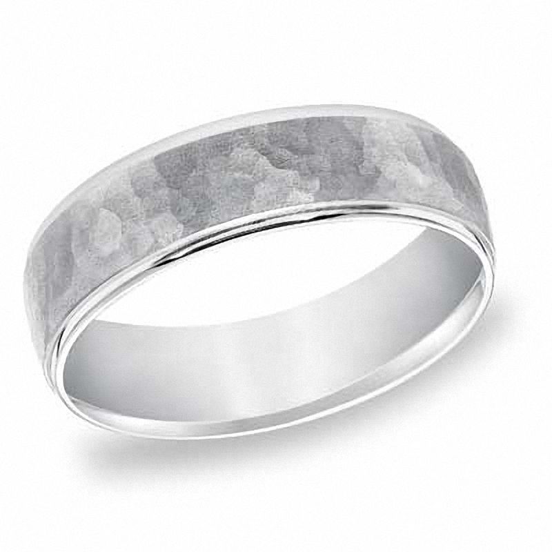 Men S 6 0mm Hammered Platinum Wedding Band View All Jewelry