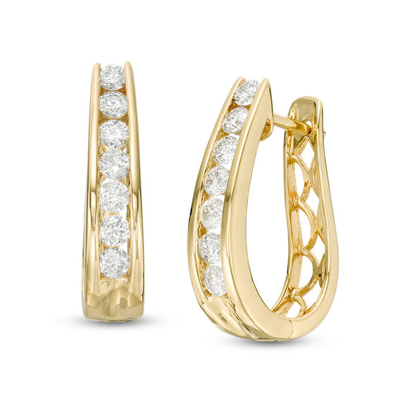 1 CT. T.W. Diamond Horseshoe Hoop Earrings in 14K Gold | Zales Outlet