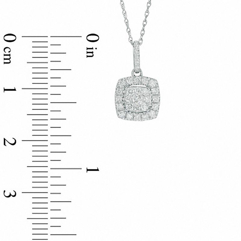 1/3 CT. T.W. Cushion-Shaped Multi-Diamond Pendant in 10K White Gold