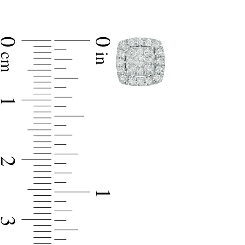 Main Image 2 of 1/2 CT. T.W. Diamond Square Cluster Stud Earrings in 10K White Gold