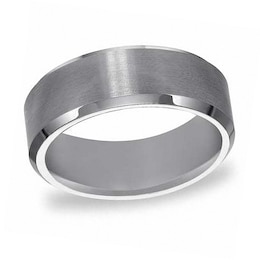 Triton's Men's 8.0mm Comfort Fit Beveled Edge Wedding Band in Tungsten