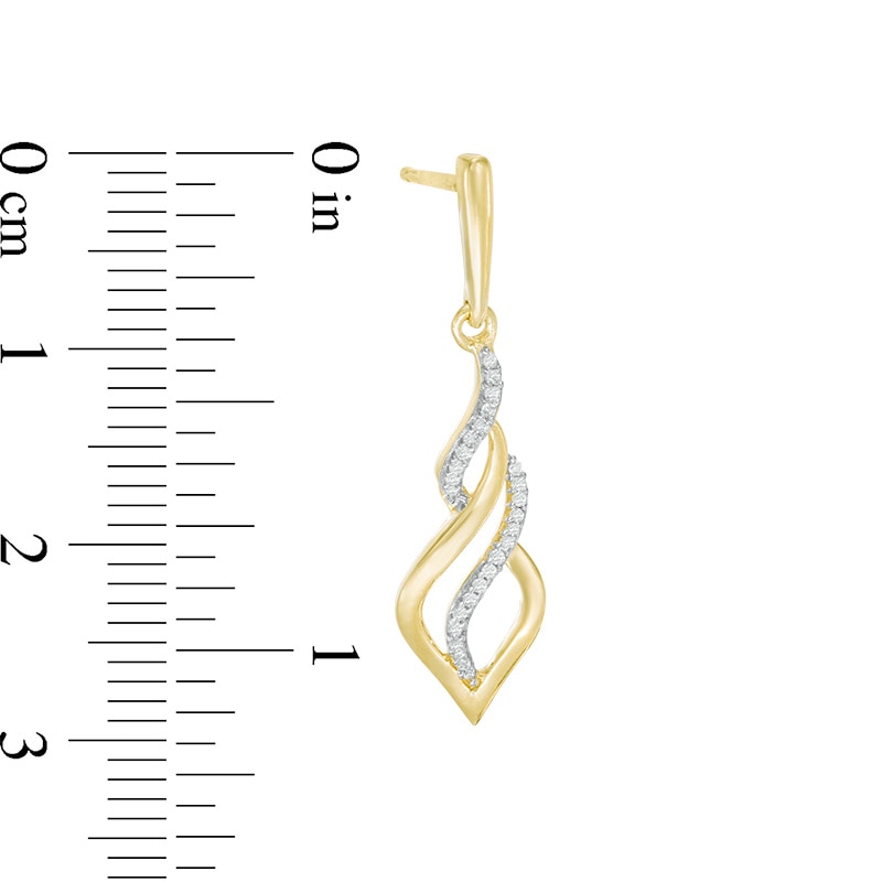 1/10 CT. T.W. Diamond Flame Drop Earrings in 10K Gold
