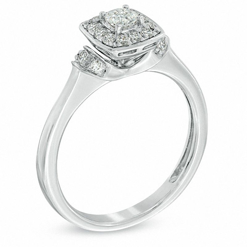 1/3 CT. T.W. Diamond Square Frame Engagement Ring in 10K White Gold