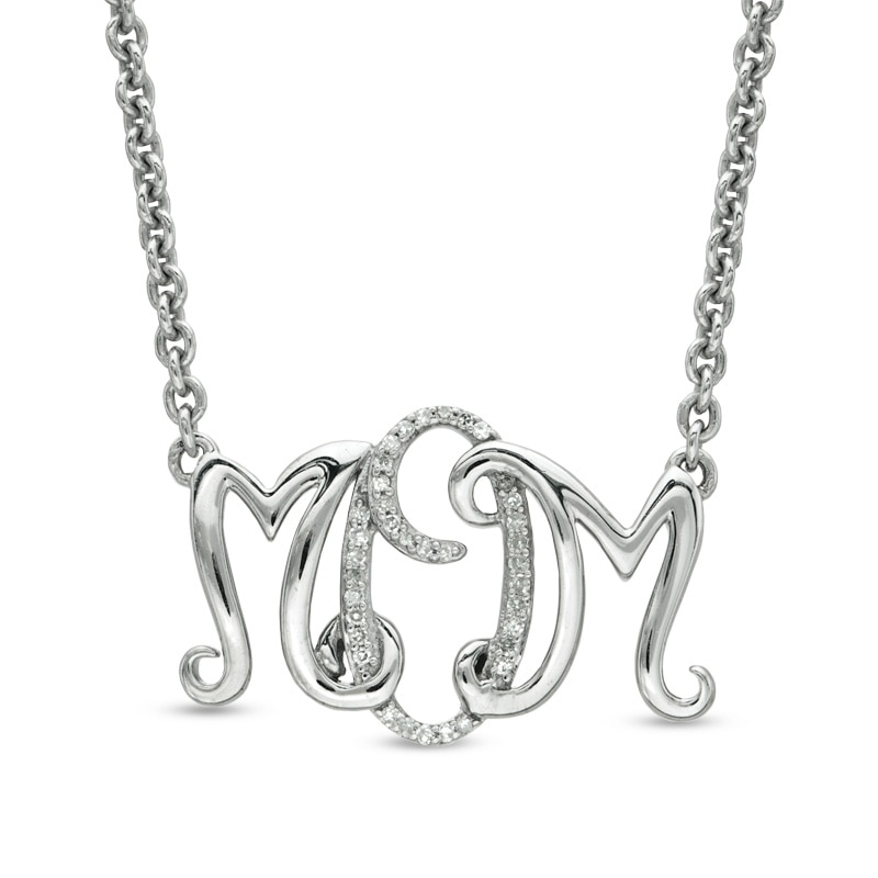 1/10 CT. T.W. Diamond "MOM" Necklace in Sterling Silver
