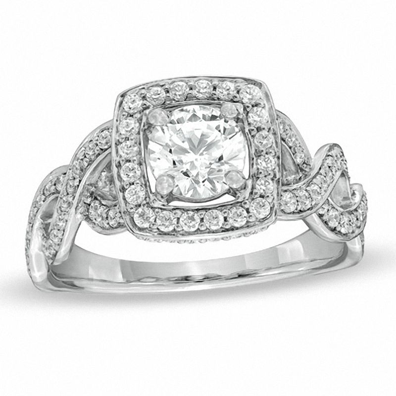 1-1/2 CT. T.W. Diamond Twist Engagement Ring in 14K White Gold