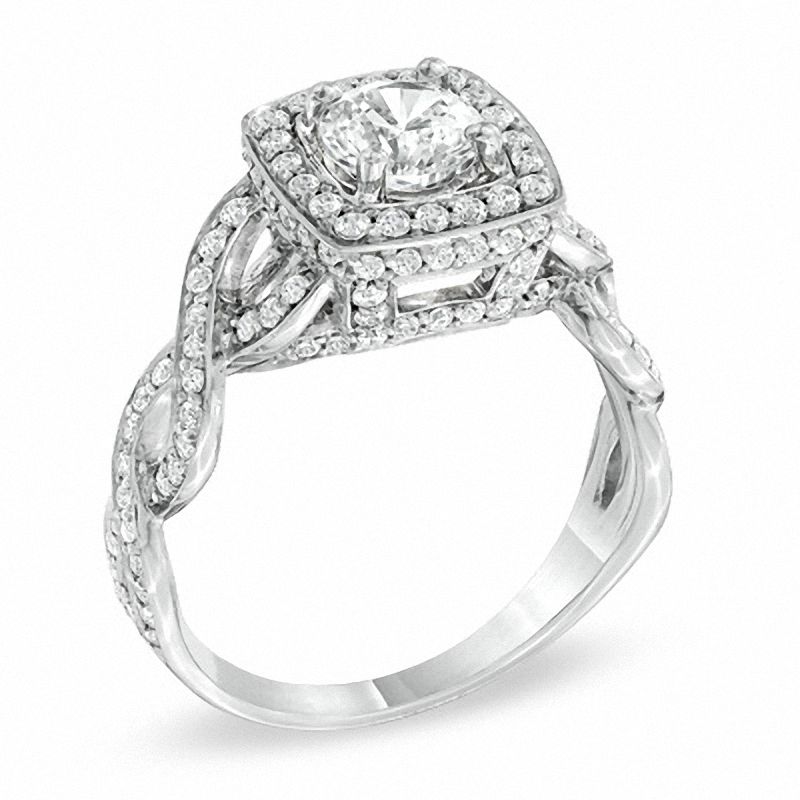 1-1/2 CT. T.W. Diamond Twist Engagement Ring in 14K White Gold