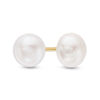 Thumbnail Image 1 of 5.0-6.0mm Button Freshwater Cultured Pearl Stud Earrings in 14K Gold