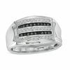 Thumbnail Image 0 of Men's 1/4 CT. T.W. Enhanced Black and White Diamond Ring in Sterling Silver