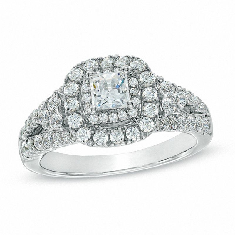 Celebration 102® 1-1/2 CT. T.W. Princess-Cut Diamond Engagement Ring in 18K White Gold (I/SI2)
