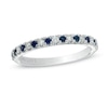 Thumbnail Image 1 of Vera Wang Love Collection 1/8 CT. T.W. Diamond and Blue Sapphire Band in 14K White Gold