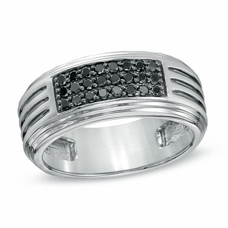 Main Image 1 of Men's 1/2 CT. T.W. Black Diamond Ring in Sterling Silver