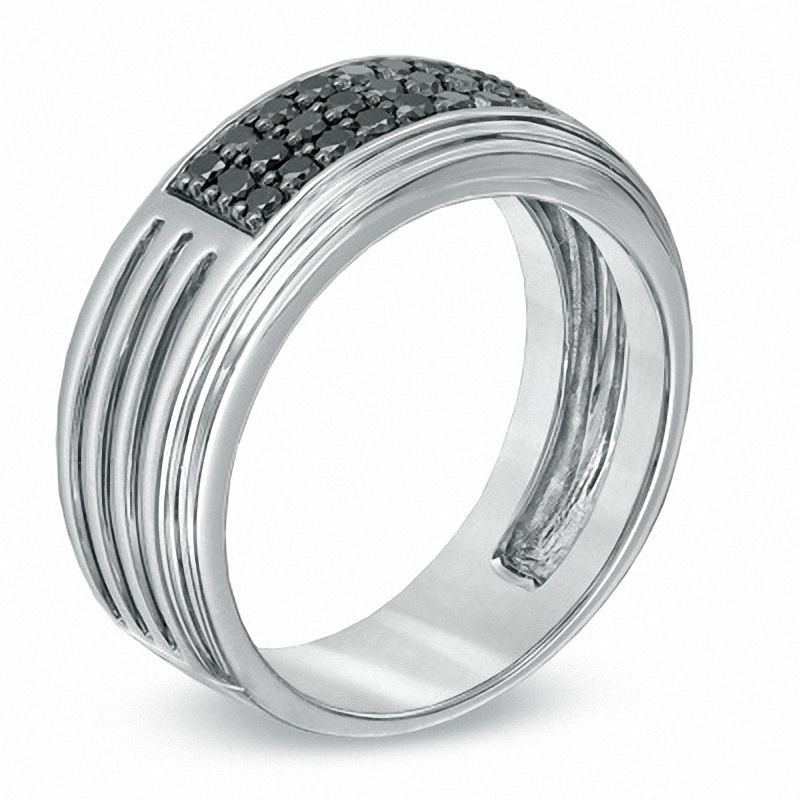 Main Image 2 of Men's 1/2 CT. T.W. Black Diamond Ring in Sterling Silver