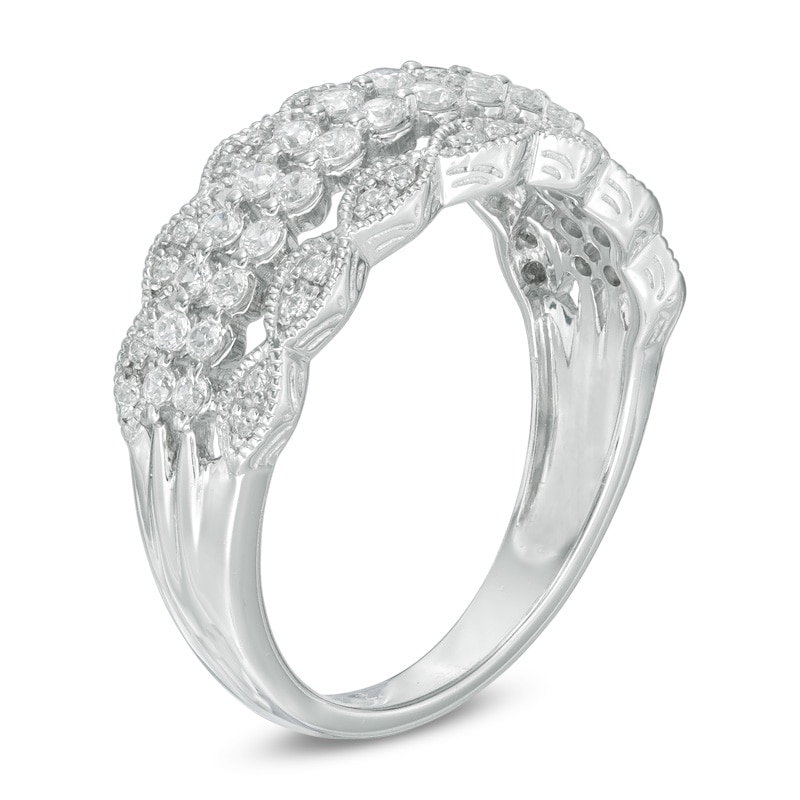 1/2 CT. T.W. Diamond Vintage-Style Anniversary Band in 10K White Gold