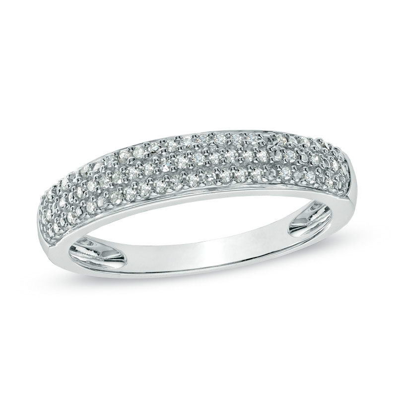 Triple row deals diamond wedding band