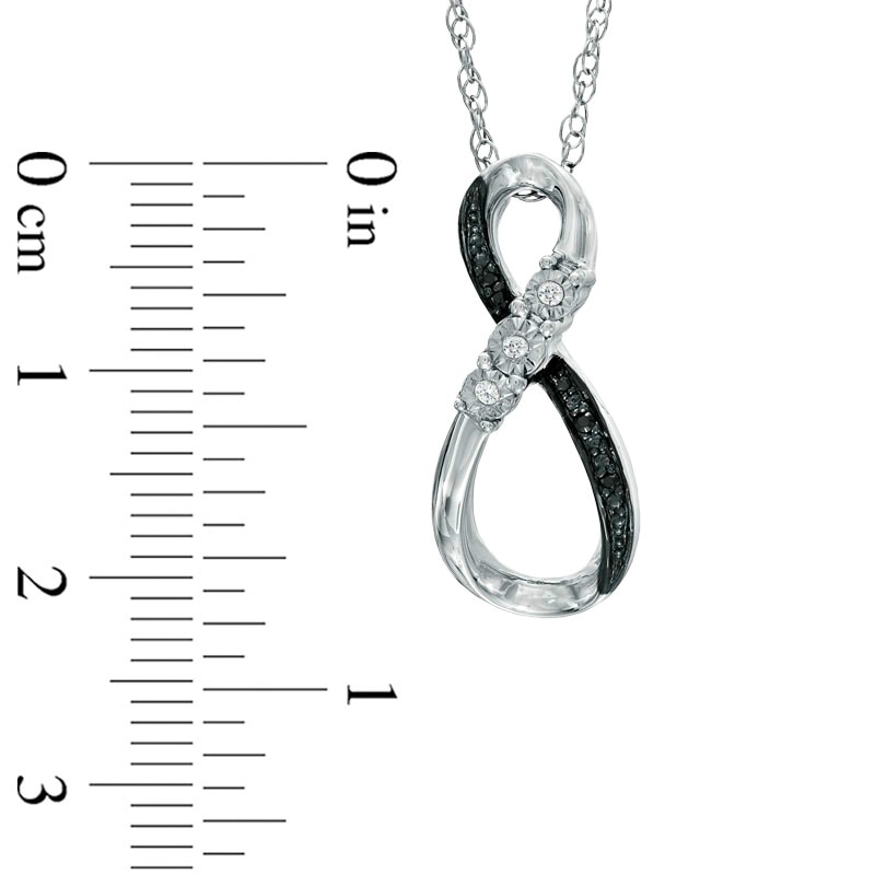 Main Image 2 of Enhanced Black and White Diamond Infinity Pendant in Sterling Silver