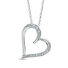 Thumbnail Image 1 of Diamond Accent Tilted Heart Pendant in Sterling Silver