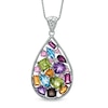 Thumbnail Image 1 of Multi-Gemstone Teardrop-Shaped Pendant in Sterling Silver