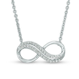 1/10 CT. T.W. Diamond Sideways Infinity Necklace in Sterling Silver