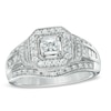 Thumbnail Image 1 of 1 CT. T.W. Princess-Cut Diamond Vintage-Style Frame Engagement Ring in 14K White Gold