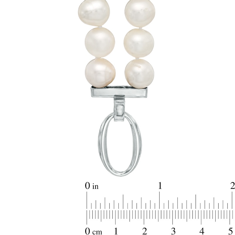 Main Image 2 of 10.5-11.5mm Freshwater Cultured Pearl Double Strand Necklace with Sterling Silver Clasp