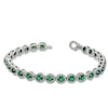 Thumbnail Image 2 of Oval Lab-Created Emerald and Diamond Accent Frame Bracelet in Sterling Silver - 7.5&quot;