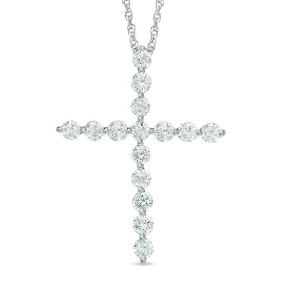 1 CT. T.W. Diamond Cross Pendant in 10K White Gold