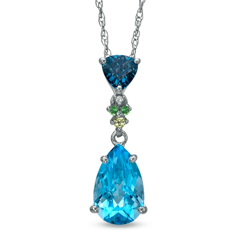 Blue Topaz and Lab-Created White Sapphire Pendant in Sterling Silver